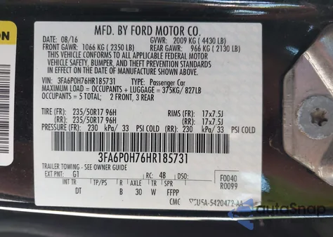2017 Ford Fusion Se from USA, damaged, VIN 3FA6P0H76HR185731